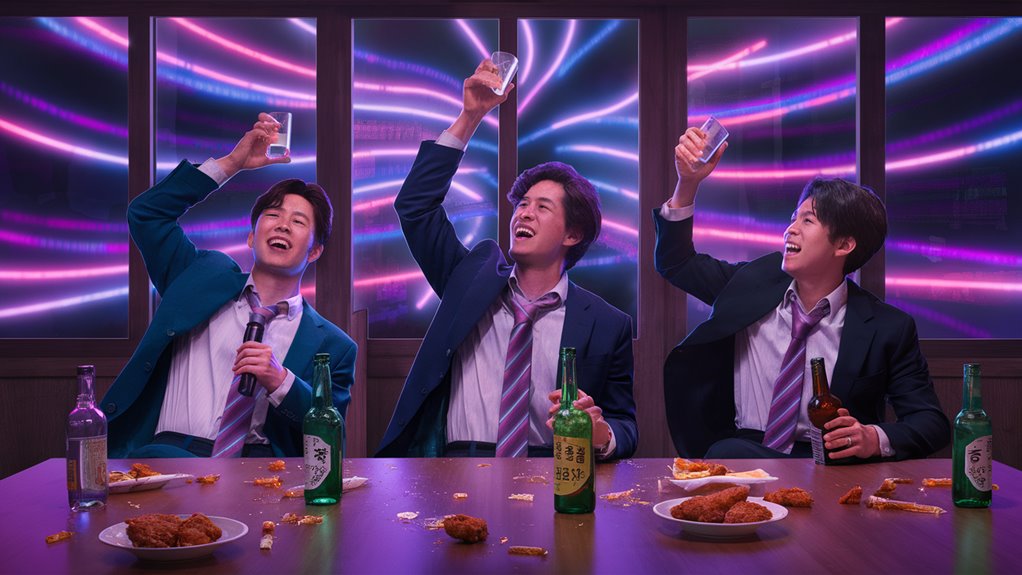 singing while drinking together
